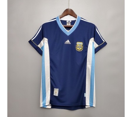 Argentina 1998 World Cup Away Dark Blue Soccer Jersey